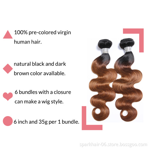 wholesale 3 Tone Ombre 1B 4/27/30 Remy Brazilian Straight body wave Hair Bundles with closure and frontal human wigs